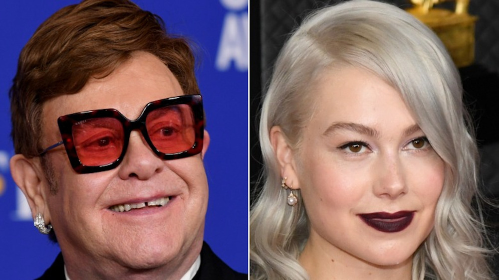 Phoebe Bridgers and Elton John smiling