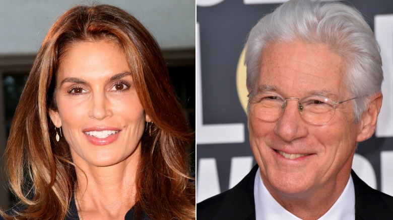 Cindy Crawford and Richard Gere, both smiling