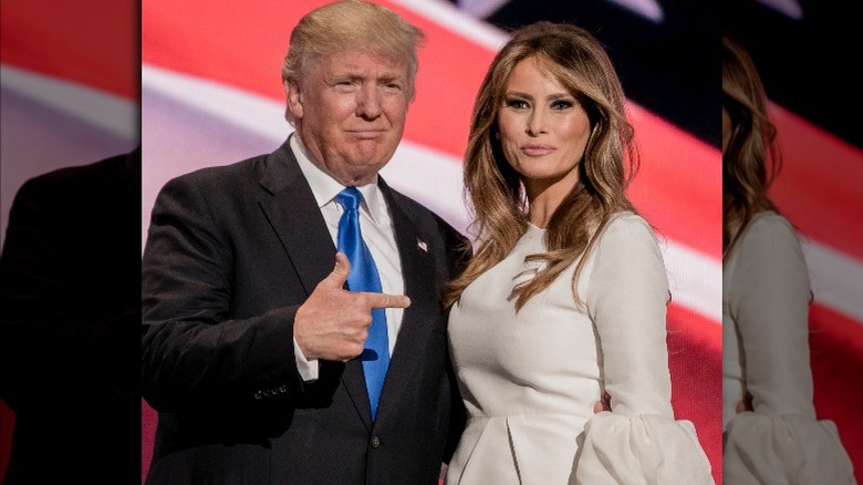 Donald and Melania Trump smile in 2016