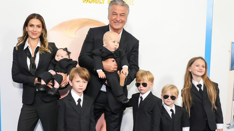 Hilaria Baldwin, Alec Baldwin, and their children on the red carpet