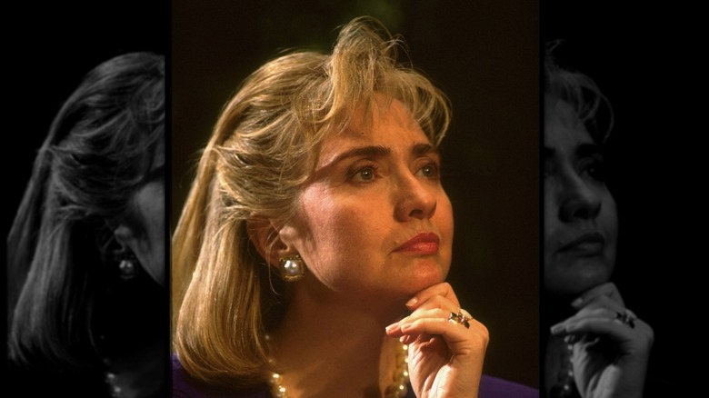 Hillary Clinton hair bangs up