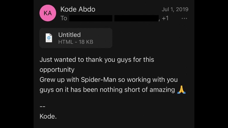 Kode email with Spider Man team 
