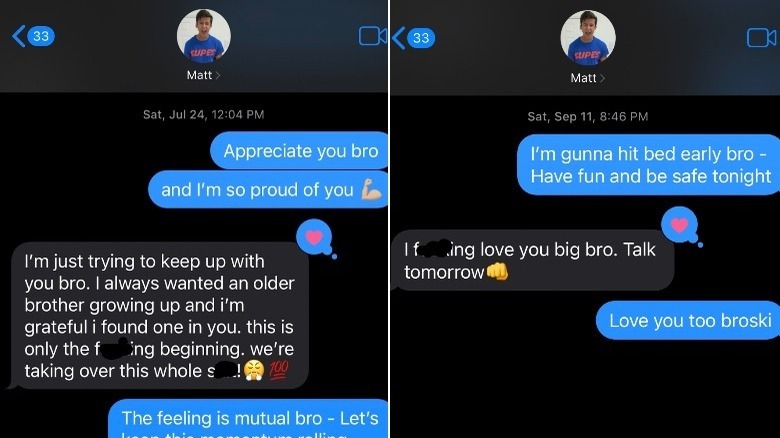 Brad's texts with Matt Ramos, censored