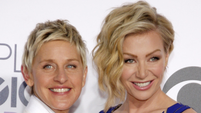 Portia de Rossi and Ellen DeGeneres together, smiling