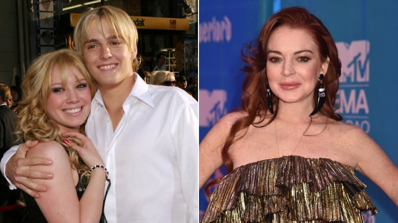 Hilary Duff, Aaron Carter, and Lindsay Lohan smiling