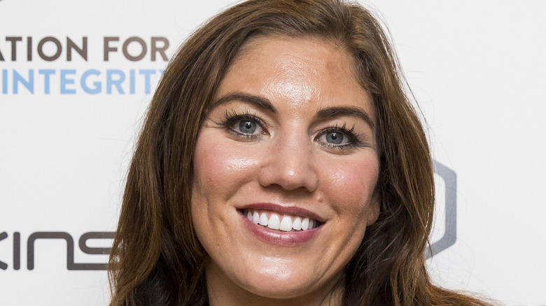 Hope Solo posing for cameras 