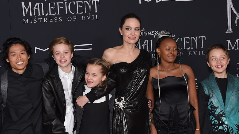 Angelina Jolie with her children