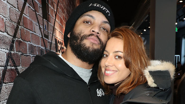 O'Shea Jackson Jr., Aubrey Plaza posing