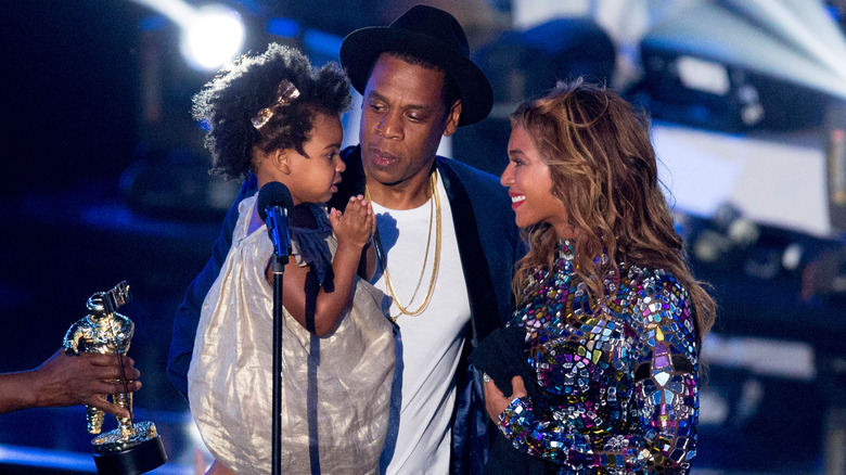 Beyonce and Jay-Z with Blue Ivy onstage