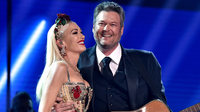 Gwen Stefani and Blake Shelton smiling