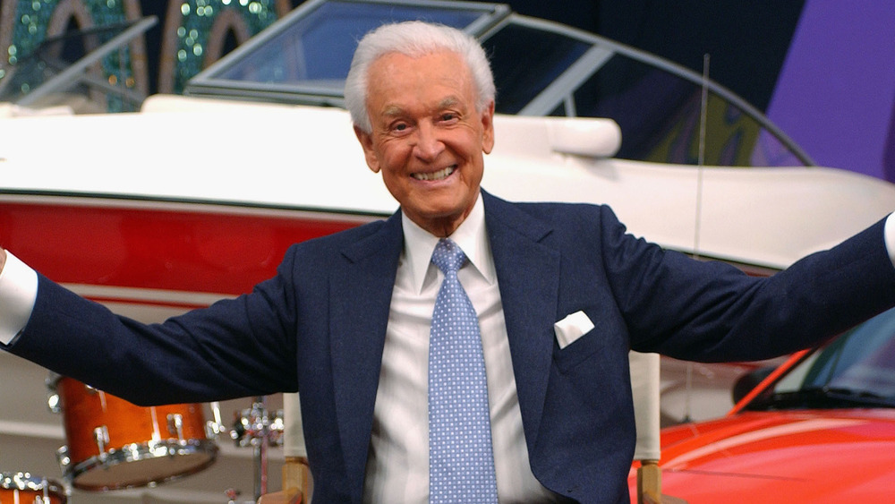 Bob Barker smiling on the set of The Price Is Right