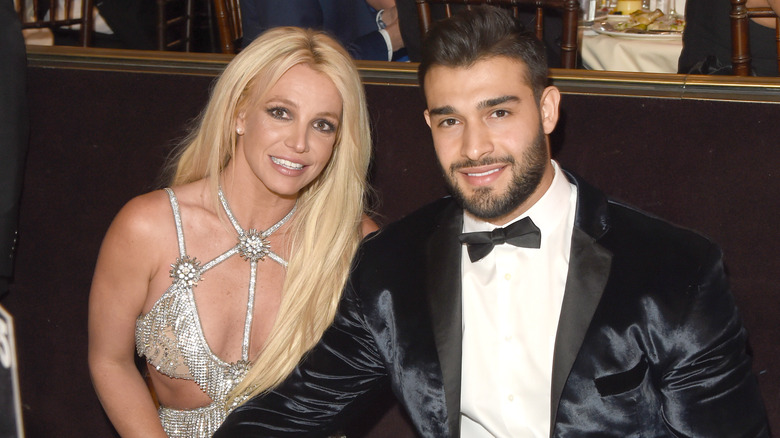 Britney Spears smiling with Sam Asghari