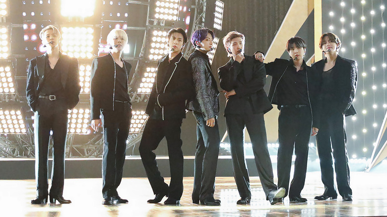 BTS performing at the 2021 Billboard Music Awards 