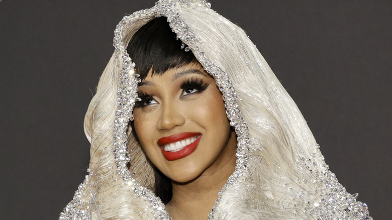 Cardi B wearing a veil