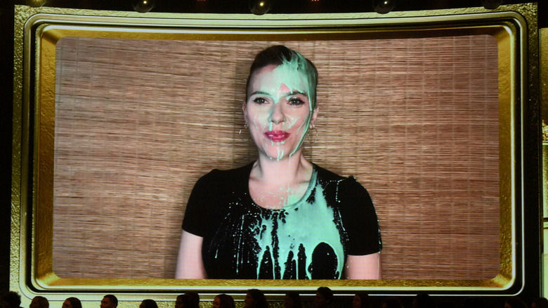 Scarlett Johansson covered in green slime