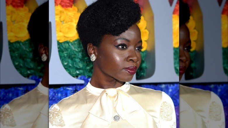 Danai Gurira wearing teardrop-shaped earring