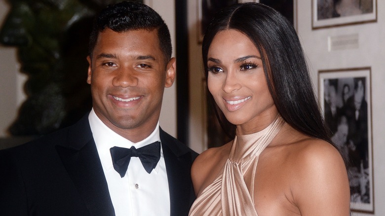 Russell Wilson and Ciara smiling