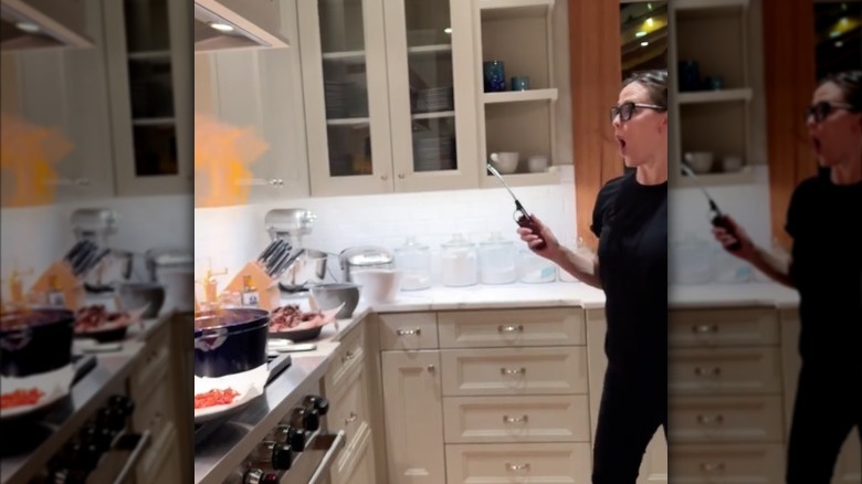 Jennifer garner on instagram with jaw dropped in kitchen