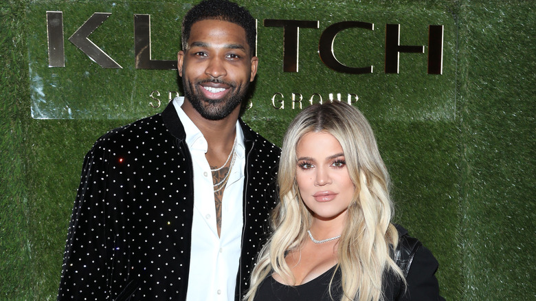 Khloe Kardashian posing with Tristan Thompson