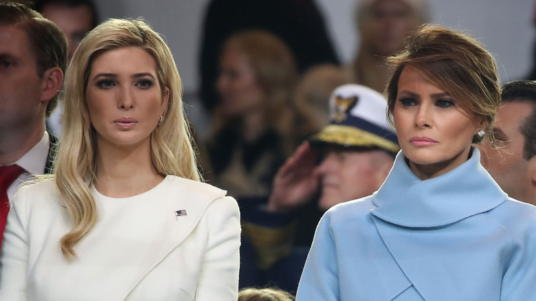 Ivanka and Melania Trump stand together at inauguration