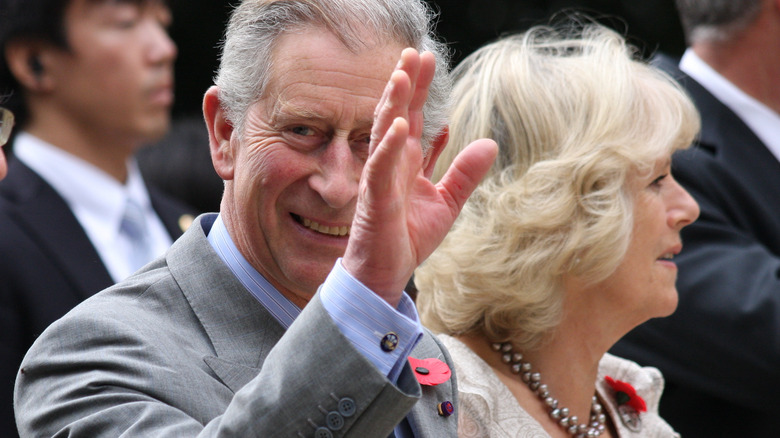 Prince Charles waving and Camilla Duchess of Cornwall