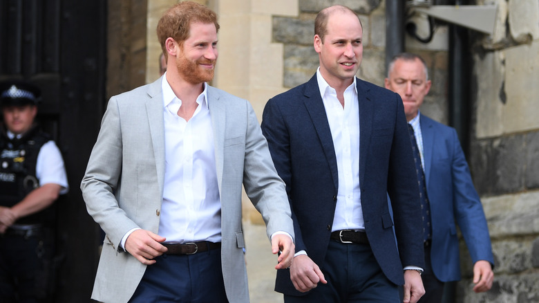 Prince Harry and Prince William walking
