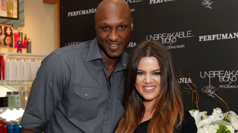 Lamar Odom and TV personality Khloe Kardashian make an appearance to promote their fragrance, 'Unbreakable Bond,' at Perfumania