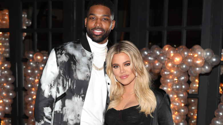 Khloe Kardashian and Tristan Thompson pose together