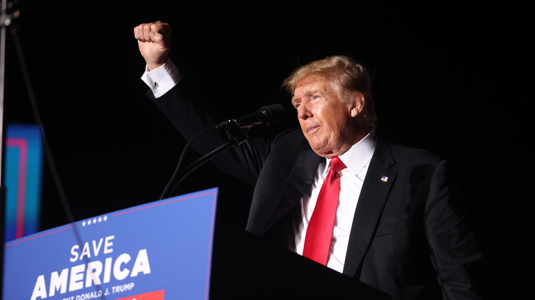 Donald Trump fist in the air rally