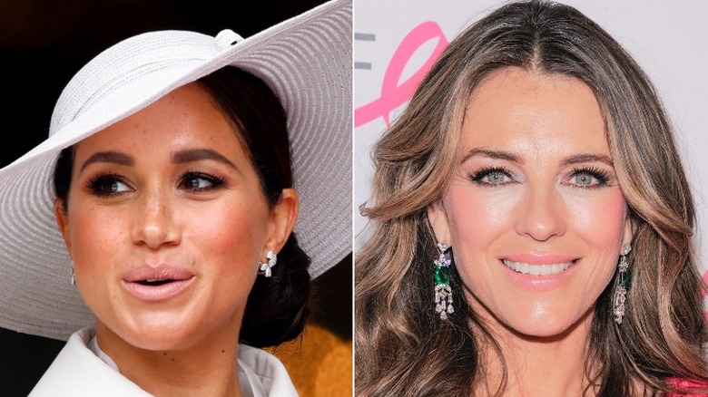 Meghan Markle and Elizabeth Hurley side by side