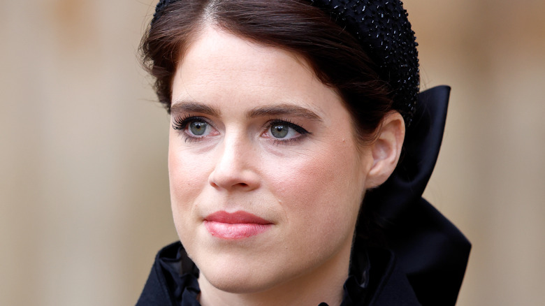 Princess Eugenie at an event, looking serious