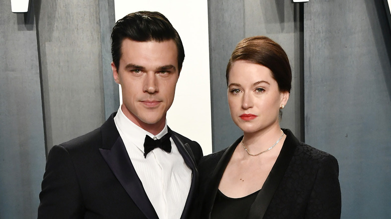 Finn Wittrock and Sarah Roberts posing