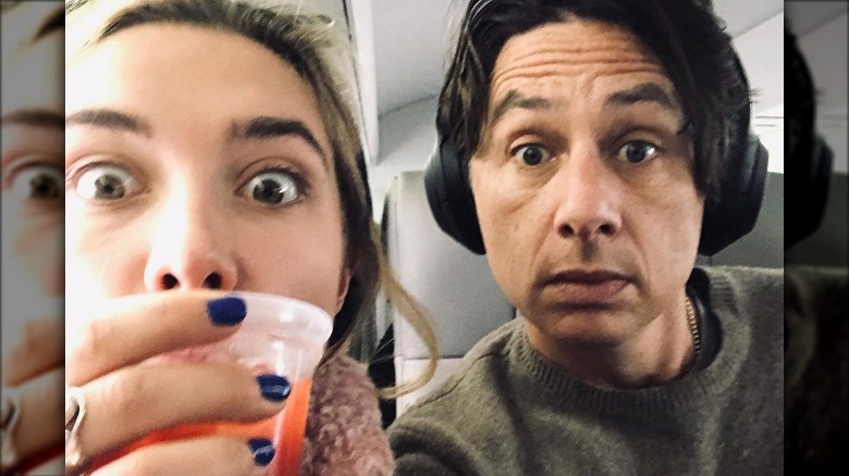 Florence Pugh and Zach Braff posing