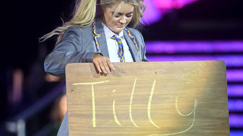 Tilly Ramsay opens a desk with her name written on it