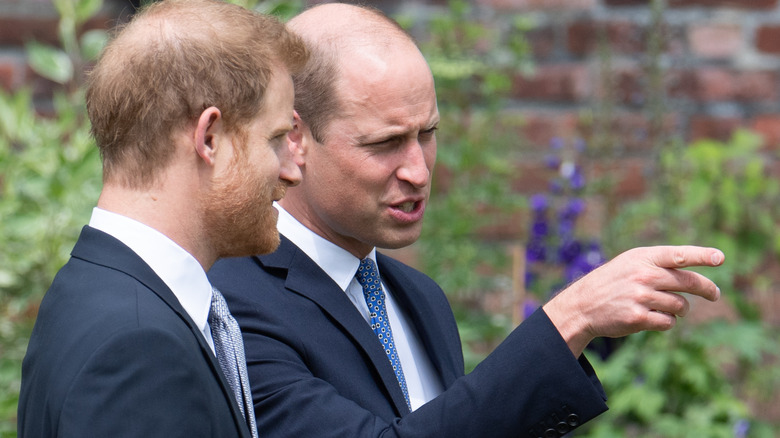 Prince William and Prince Harry at statue unveiling