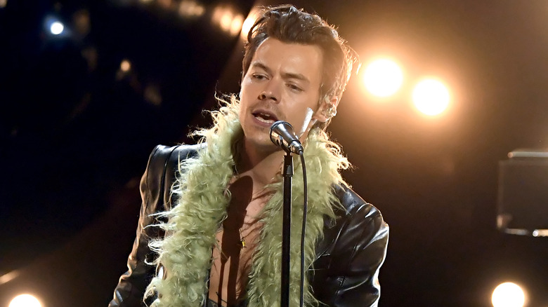 Harry Styles performing at the 2021 Grammy Awards