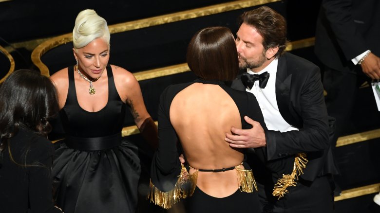 Irina Shayk and Lady Gaga and Bradley Cooper