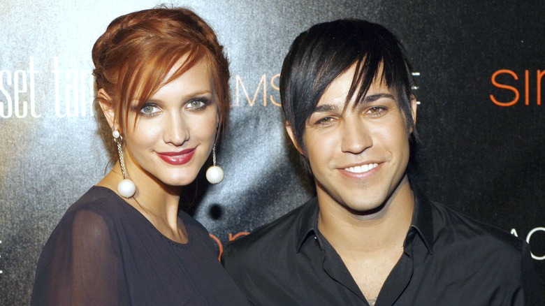 Ashlee Simpson and Pete Wentz pose 