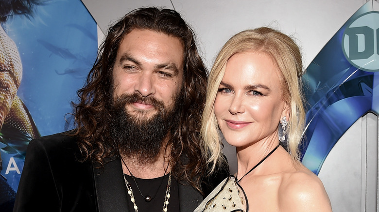 Jason Momoa and Nicole Kidman smiling