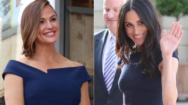 Jennifer Garner and Meghan Markle blue dress