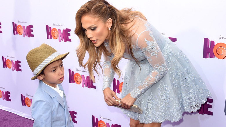 Jennifer Lopez talking to son Maximilian Muniz