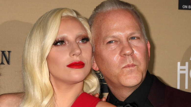 Lady Gaga and Ryan Murphy on a red carpet