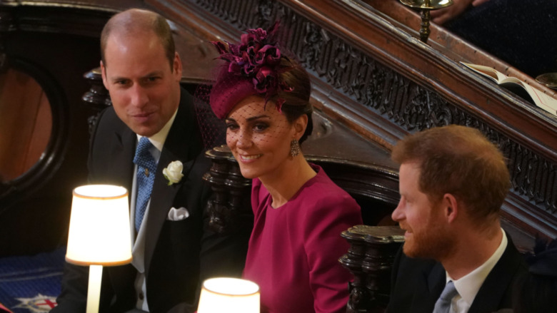 Prince William, Kate Middleton, and Prince Harry talking