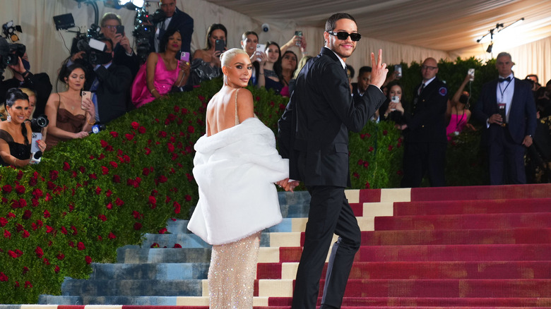 Kim Kardashian walking the Met Gala with Pete Davidson