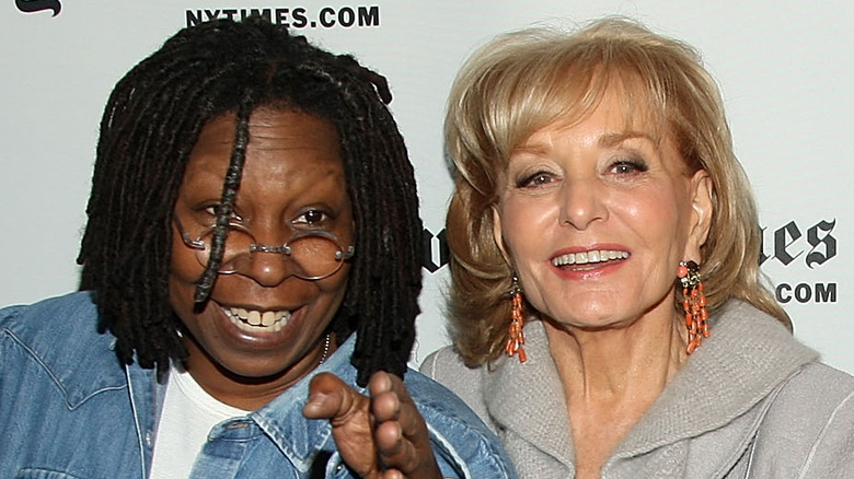 Whoopi Goldberg and Barbara Walters smiling