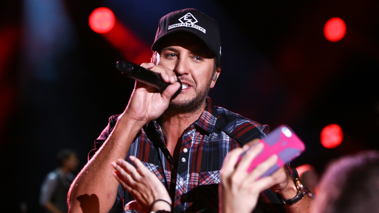 Luke Bryan in plaid shirt