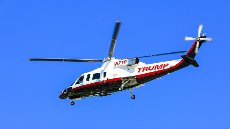 Trump's helicopter flying