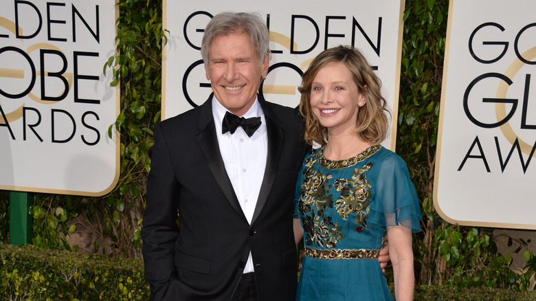 Harrison Ford and Calista Flockhart smiling broadly