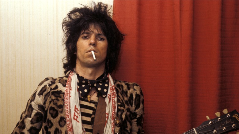 Keith Richards smoking a cigarette