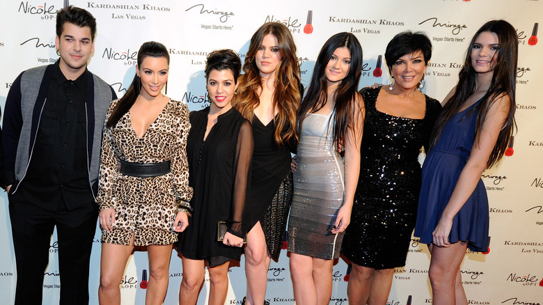 The Kardashians posing in a group photo